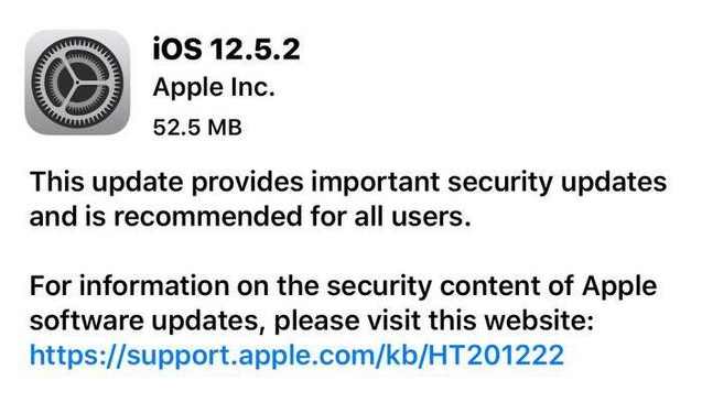 潜江苹果手机维修分享iOS12.5.2发布，建议所有老苹果用户安装 
